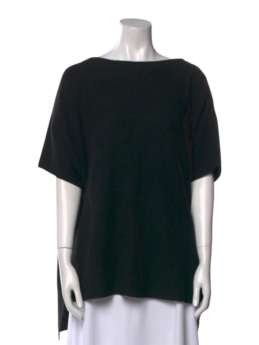 Vince Wool Cashmere Ribbed Pullover Sweater Poncho Tunic with Shoulder